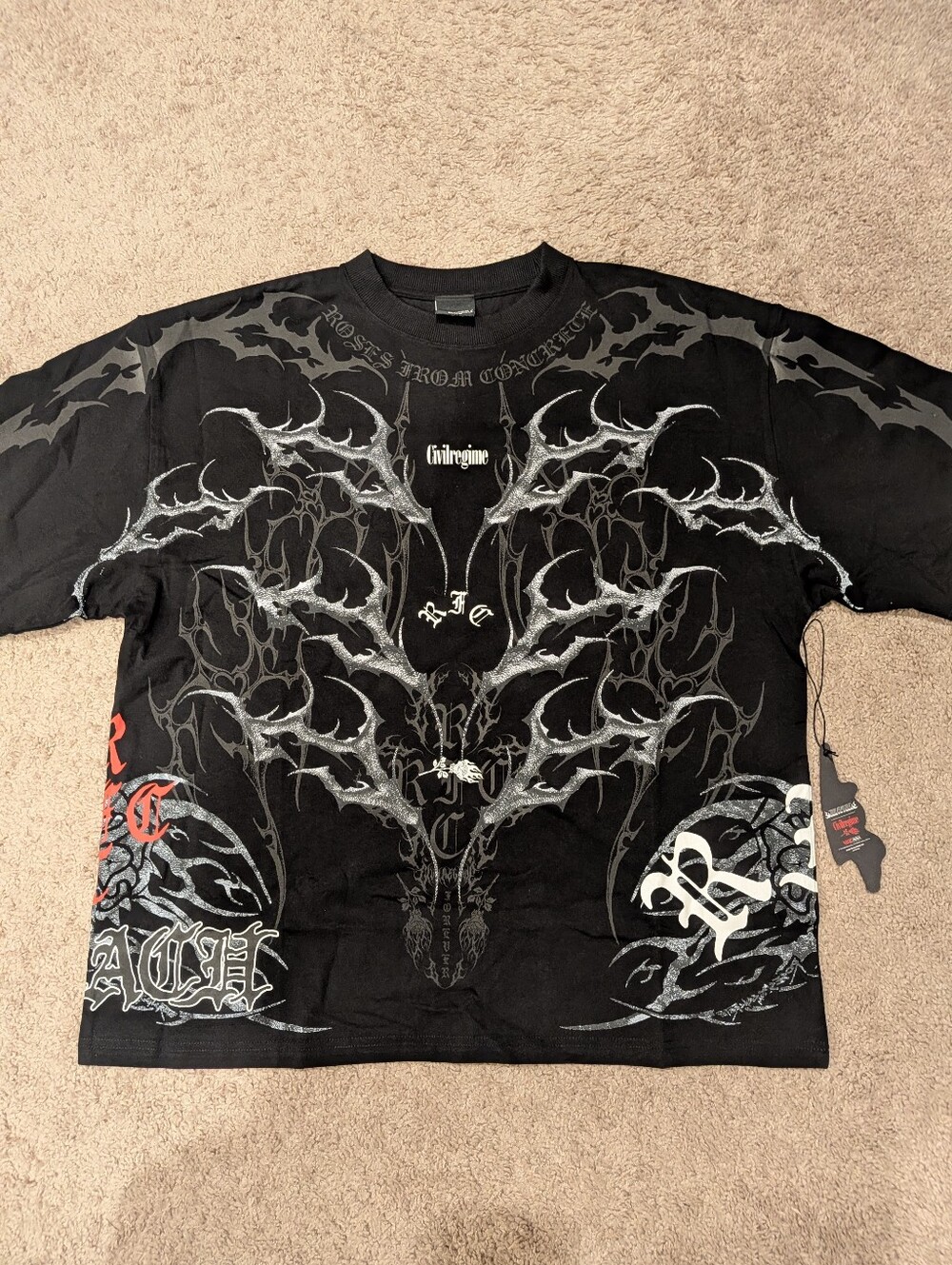 Civil Regime x BLEACH Zangetsu 199X Oversized Tee Black XL NWT